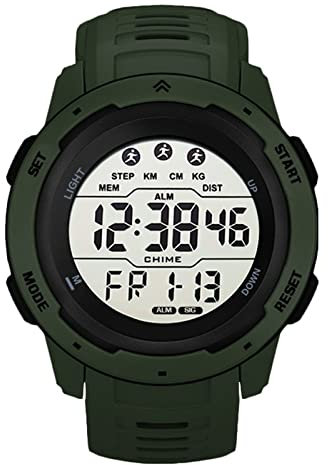 TOPINCN Reloj Deportivo Digital, WR50M Impermeable para Hombre Reloj Deportivo para Correr Multifuncional Luminoso para Exteriores (Verde)