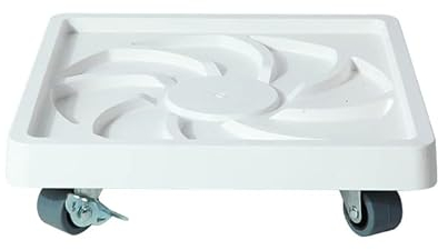 Mkuha Quadrat Kunststoffe Pflanzenroller Outdoor mit Bremse und Wasserspeicher, Blumenroller Außenbereich und Innenbereich, Pflanzenroller mit Softrollen für Parkett, Schwerlast,Weiß,30cm