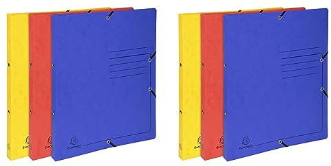 Exacompta 542550E 10er Pack Ringhefter mit Gummizug. Aus extra starkem Colorspan-Karton 2 Ring-Mechanik DIN A4 Füllhöhe 14 mm farbig sortiert Ring-mappe Ringbuch Hefter