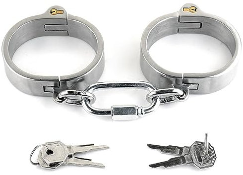 LIMKOO 1 Paar SM Bondage Sets Edelstahl Handschelle Handgelenk, Metall Kette Restraint System Bondage Set, Erwachsene BDSM Slave Fetisch Abschließbar Sex Spielzeug Für Männer Frauen Paare, Weiblich