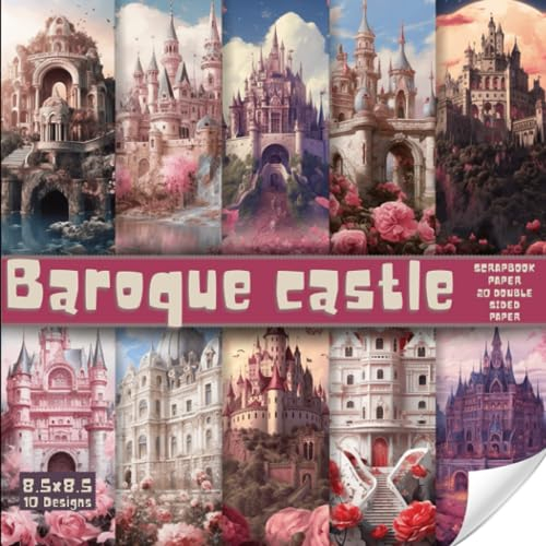 Baroque castle scrapbook paper, 8.5x8.5, 10 Designs, 20 Double-Sided Sheets: Scrapbooking Paper for Junk Journals, Decorative craft Paper for Gift, ... & Mixed Media, Origami, Collage & Card Making