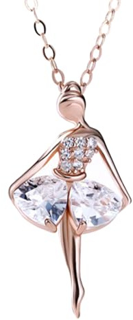 KONFEN Collana Ballerina Argento 925, Collane Ciondolo Ballerina con Zircone per Donna, Collana Gioielli per Donne Moglie Fidanzata Ragazza Anniversario San Valentino Regali (Oro)