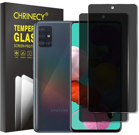 2 Stück Sichtschutz Schutzfolie Kompatibel mit Samsung Galaxy A51 Schutzglas, 9H Härte Folie, [Anti-Spy Schutzglas] [Kratzfest] [Anti-Fingerprint] [Blasenfrei]