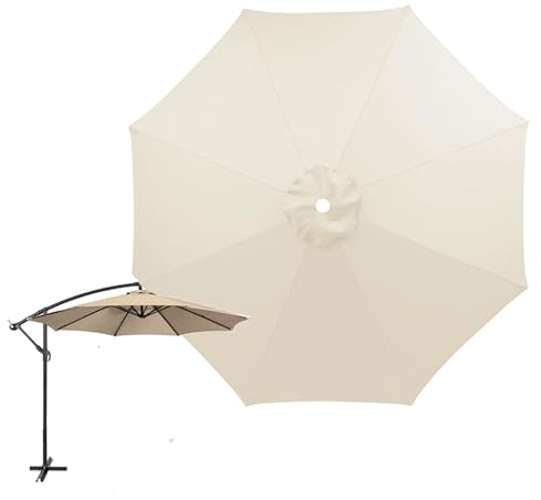 HAMON Replacement Parasol Canopy, 2.8m/3m 6 Ribs/ 8 Ribs Garden Parasol Cover Replacement, Replacement Sun Shade Canopy UV Protection Waterproof for Garden Deck Backyard (Off-white, 2.7m/8 Ribs)
