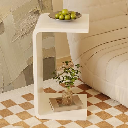 Beistelltisch Bambus aus Glas, Beistelltisch mit Zeitungsständer, Z-förmiger Nachttisch, Kleiner Couch-Beistelltisch, Akzenttisch für Wohnzimmer, Schlafzimmer