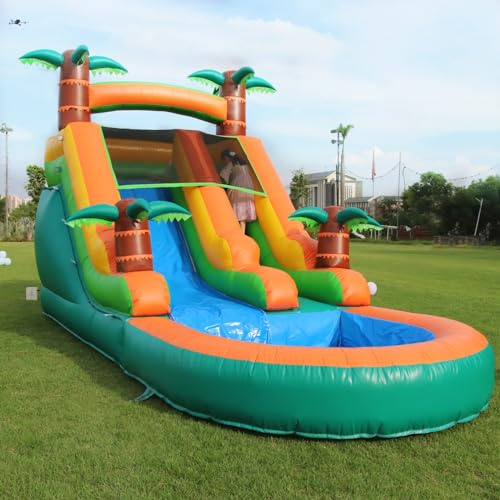 21FT Inflatable Water Slide for Adults / 100% PVC Commercial Bounce House Water Slide with Blower, Big Splash Pool, for Backyard, Park or Commercial Use,21x9x12 FT