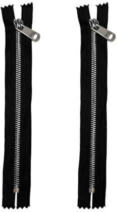 Amykite 2 Stück 25cm Metall Reißverschluß,Ersatzreißverschlüsse,5 mm Nicht teilbar Reißverschlüsse,hochwertige Reißverschluss,für Jeans,Stiefel,Geldbörse,Lederwaren und mehr (Silber)