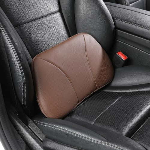 POKSRI Echtes Rindsleder Kissen lordosenstütze Auto,Memory Foam Kissen,lendenkissen,Echtes Leder Rückenlehne,deko,blackroll,Outdoor,Kissen,Sofa(Kaffee,1p)