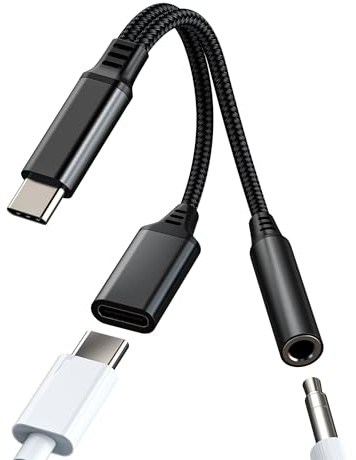 USB C to 3.5mm Jack Audio Adapter for iPhone16 15 Headphone Adaptor (2in1) for Apple iPad Pro compatible for Samsung Dongle DAC Type C Aux Port Charger Splitter Cable Earphone Car Charging Converter