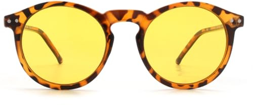 ZAVISH Anti Glare Night Driving Glasses Polarised Yellow TAC Lens Tinted Night Vision UV400 Sunglasses Men Women Round Frame & Case