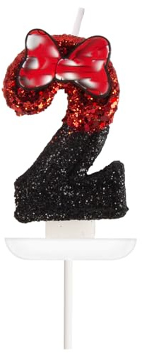 Geburtstagskerzen Zahlen 2, Mouse Thema Geburtstagskerzen Kinder, 3D Schwarz Rot Geburtstag Kerzen, Kuchendeko Geburtstag, Geburtstagskerzen für Geburtstagsdeko