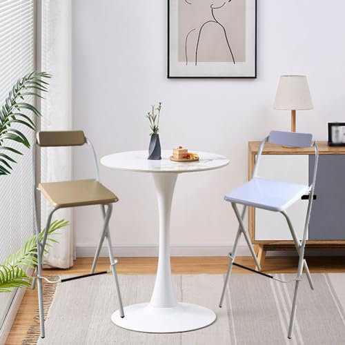 Sgabello da bar pieghevole in legno con schienale, sedia alta per cucina, ufficio, giardino, bagno, uso esterno, finitura in legno naturale, 65 cm