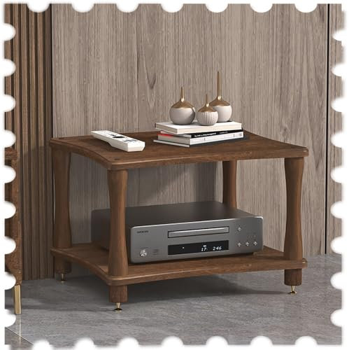 IMUNKT Massivem Holz AV-Regal, HiFi Rack Audioschrank 2/3/4 Etagen, Audio-Video-Medienständer, Stereo-Schrank Für Verstärker/Plattenspieler/Spielkonsolen/Platten(Black Walnut,2Tier-42cm Tall)