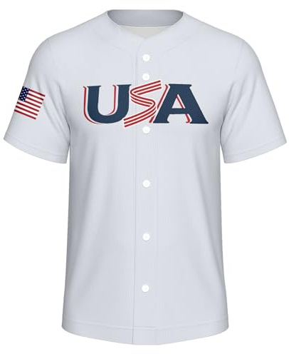 Men's American Flag Baseball Jerseys for Independence Day Red White Blue Simple Style Shirts 250th Anniversary USA Patriotic Jersey