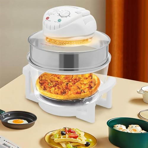 MIDUOLAI 17l,4PCS,12-Liter-KonvektionsbräTer, HeißLuftfritteuse, Turbo-Elektroherd, Rezepte Mit 360°-Heizung, Infrarot-Konvektion, Gesunde Mahlzeiten Schnell Zubereiten