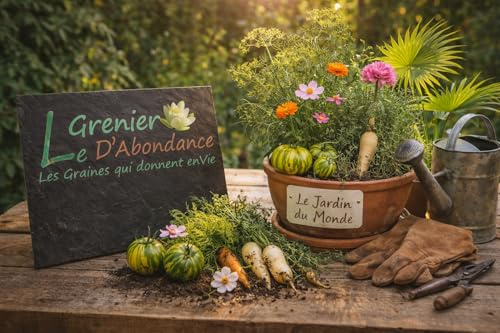 Le Grenier d’Abondance – Kit semences “Jardin du Monde” : fleurs, légumes, aromatiques et palmiers à semer, comme un voyage