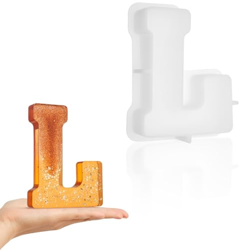 Luxeu Moldes de Silicona Alfabeto 3D, 7 inch Moldes Resina Epoxi Letras Grandes, Lavable y Reutilizable, para Resina Epoxi Manualidades, Bodas Decoración, Hacer Velas (L)