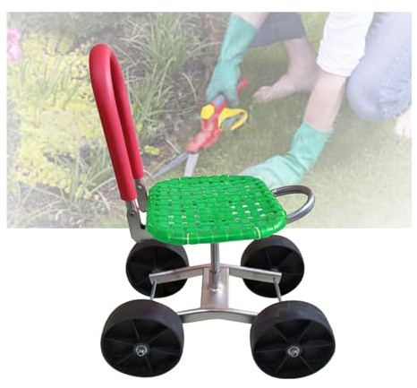 Sgabello da giardino pieghevole con ruote, altezza regolabile per una seduta confortevole e una facile mobilità in frutteti e fattorie