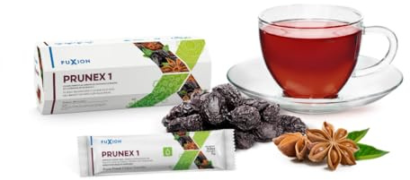 Prunex 1 Té te en polvo, sabor guindon ciruela para limpieza y desintoxicación de colon, para un tránsito intestinal óptimo (Pack 7, 35, gramo)