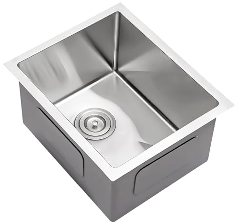 Lavello da cucina compatto a vasca singola in acciaio inox, versatile, installazione a incasso/montaggio superiore, ideale per ripostiglio, cantina, pub, piccolo lavabo con raccordi di scarico