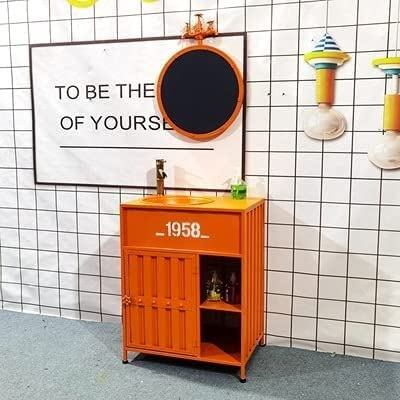 Lavabo da appoggio Indipendente, lavabo da Hotel, mobiletto per lavabo da Bagno, mobiletto da appoggio Indipendente, Supporto Rimovibile in Stile Industriale, Ferro (Colore: Rosa,