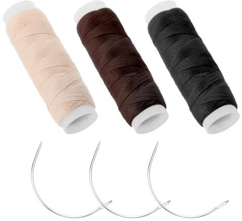 6 agujas e hilo para coser el cabello, aguja e hilo para tejer, herramientas profesionales de extensión de cabello para hacer pelucas, agujas curvadas en forma de C, costura para cabello, coser a mano
