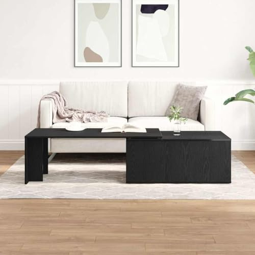 Teenpull Couchtisch Schwarze Eiche 150x50x35 cm, Moderner Wohnzimmertisch aus Holzwerkstoff, Stilvoller Beistelltisch für Magazine, Dekoration, Stabile Ablagefläche