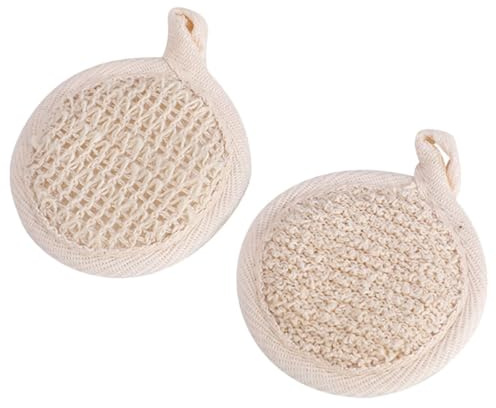 BIUDECO Badeschwämme 2 Stück Weiche Peeling Schwämme aus Hautfreundlichem Material Natürliches Körperpeeling für Dusche und Bad mit Stabiler Kordel zum Aufhängen