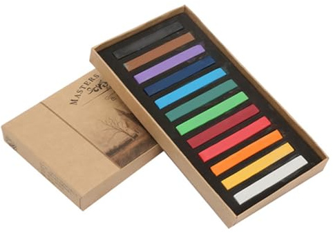 Fluorescent Crayons Set, Disposable Hair Dyeing Chalk, Vibrant Pastel Painting Tool with Smooth Blendable Pigments for Graffiti Sketching and Temporary Hair Color (12 Colors)
