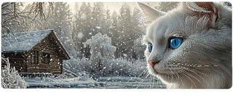 Large Mouse Mat, 30x60cmx3mm, Gaming Mouse Pad, Rubber Base, Stitched Edges, Water Resistant Easy Clean, For All Types, Extend Desktop Protection, Office Men's Gifts, Cat House D1YY-855