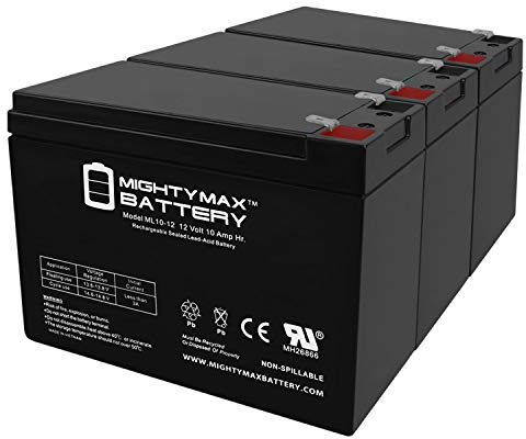 Mighty Max Battery ML10-12 - 12V 10AH BP10-12 PWL12V100 A512 10.0SR 10.0S Replacement Battery - 3 Pack