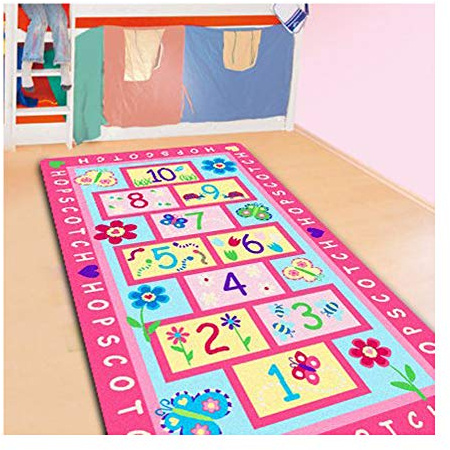 FADFAY Home Textile,Fashion Hopscotch Kids Carpet Bedroom,Sweet Pink Rug,Designer Figure Children's Rugs