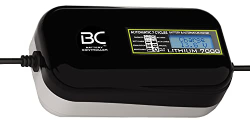 BC LITHIUM 7000 - 12V 7A - Cargador y Mantenedor de Carga Automático y Digital para Baterías de litio/LiFePO4 + Comprobador de Batería y Alternador