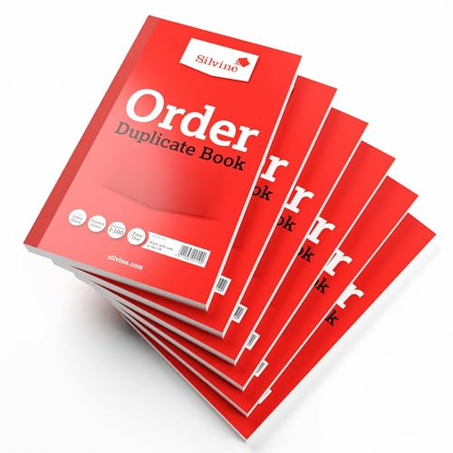 Silvine duplicerad beställningsbok – numrerad 1–100 med indexark (210 x 127 mm) [paket med 6]