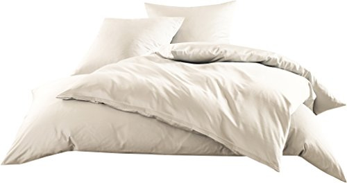 Bettwaesche-mit-Stil Mako-Satin Baumwollsatin Bettwäsche Uni einfarbig zum Kombinieren (Bettbezug 135 cm x 200 cm, Natur)