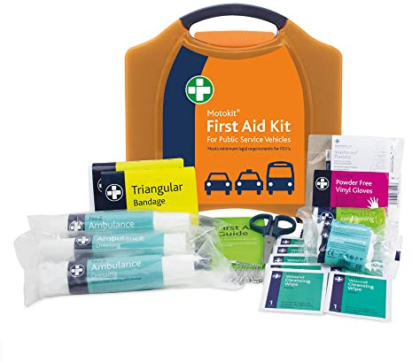 Public Service Vehicle First Aid Kit - PSV - in Large Orange Compact Aura Box - Wall Mountable Bracket