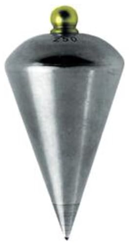 Dönges Senklot mit Schnur, 20 m, aus Stahl, birnenförmig, blank gedreht, mit Messingknopf, ohne Platte mit Stahlspitze