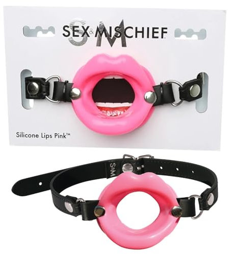 Sex & Mischief Silicone Lips Open Mouth Gag, Pink
