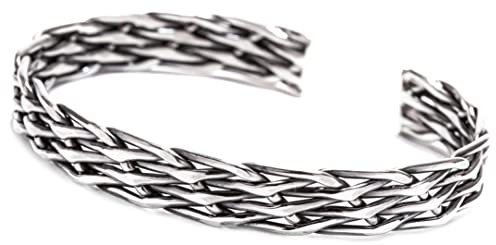 Windalf Silber Armreif NORDGARD Ø 5.8 cm Flecht-Zopf Armschmuck Handarbeit 925 Sterlingsilber