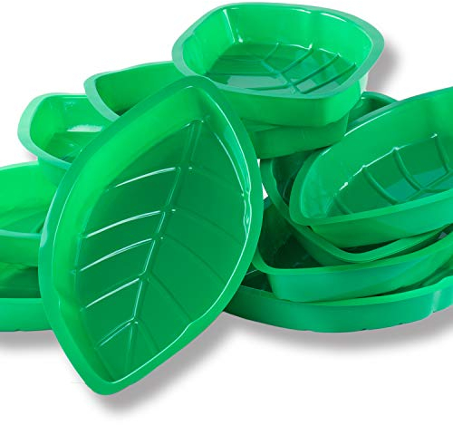 Super Z Outlet Palm Leaf Hawaii Style Food Reusable Snack Tray, Cookies, Chips, Candy Dip for Jungle Island Themed Party Decorations Platter (12 Pack, 11.75 x 8.5 Inches) by
