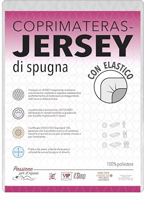 V.I.P. VERY IMPORTANT PILLOW - Coprimaterasso in Jersey di Spugna Elastico, Traspirante, Elasticizzato, Singolo cm 90 X 200 h. 25