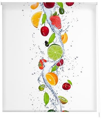 Estoralis | Cocina | Estor Enrollable Diseño Moderno | Translúcido Estampado Digital | Modelo C-1229 | 110 x 180 cm (Ancho/Alto) Tamaño Tela 107 x 175 cm | Estores para Ventanas y Puertas