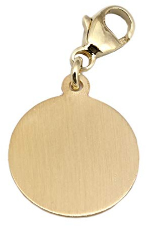 unbekannt Anhänger Charm Gravurplatte rund Gold 333 14 mm mit Gravur 8 Karat Einhänger Karabiner