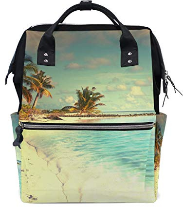 Big Joke Wickelrucksack Ocean Beach Palm Leaf Multifunktional Große Kapazität Baby Wickeltasche Reißverschluss Casual stilvolle Reise Rucksäcke für Mama Papa Baby Pflege