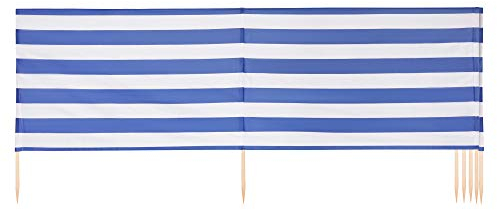 Ladeheid Windschutz Strand Sichtschutz mit Holzstab praktisches Strand Zubehör LAEX001 (Streifen, 12 m)