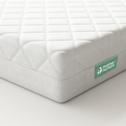 Mother Nurture Classic Eco Fibre Cot Bed Mattress-Firm & Supportive, Reversible, Water Resistant, Baby Cot Mattress, Hypoallergenic Easy Clean Quilted Cover, White, BSI Tested - Size 140 x 70 x 13cm