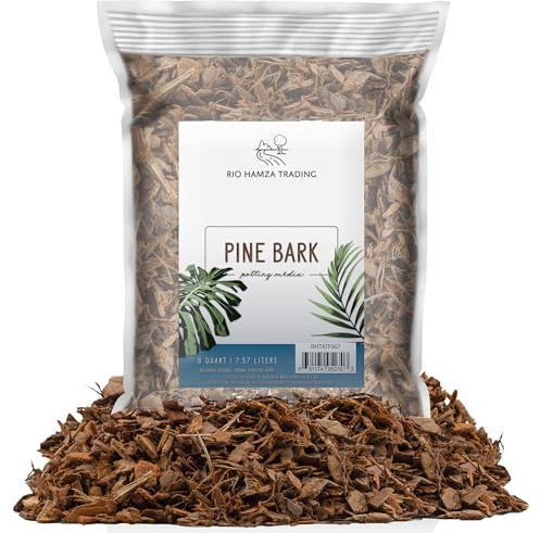 Mantillo de corteza de pino, mantillo de corteza de pino 100% natural, cobertor para plantas, medios de maceta, y más (8 qt)