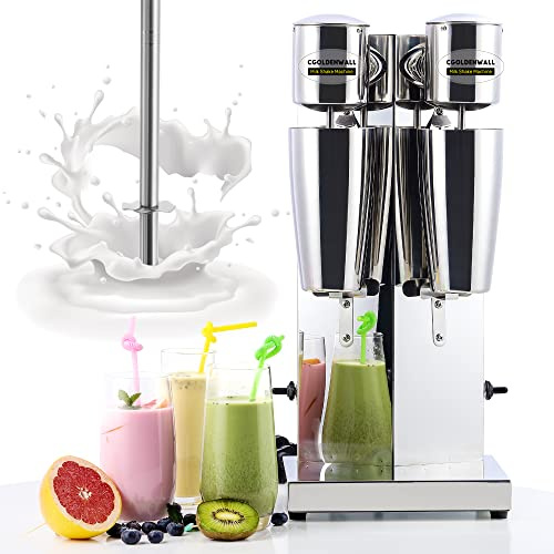 CGOLDENWALL Commercial Milkshake Maker 150W Dual-Head, 2 Speed, 750ml Cups | Stainless Steel Drink Mixer for Shakes, Cocktails, 18000RPM, Speed Control & Micro Switch, for Cafes, Bars, Tea Shops