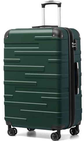 COOLIFE Valigie Valigia Trolley rigido ultraleggero e capiente,Chiusura a combinazione laterale con TSA, 4 ruote per facilitare il trasporto (Verde Scuro, 77cm)