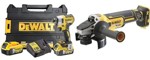 DEWALT - Visseuse à Chocs Brushless XR 18V Li-Ion 5Ah - DCF887P2-QW - Visseuse Électrique sans Fil & Meuleuse XR 18 V 125 mm Brushless DEWALT DCG405NT (machine nue)